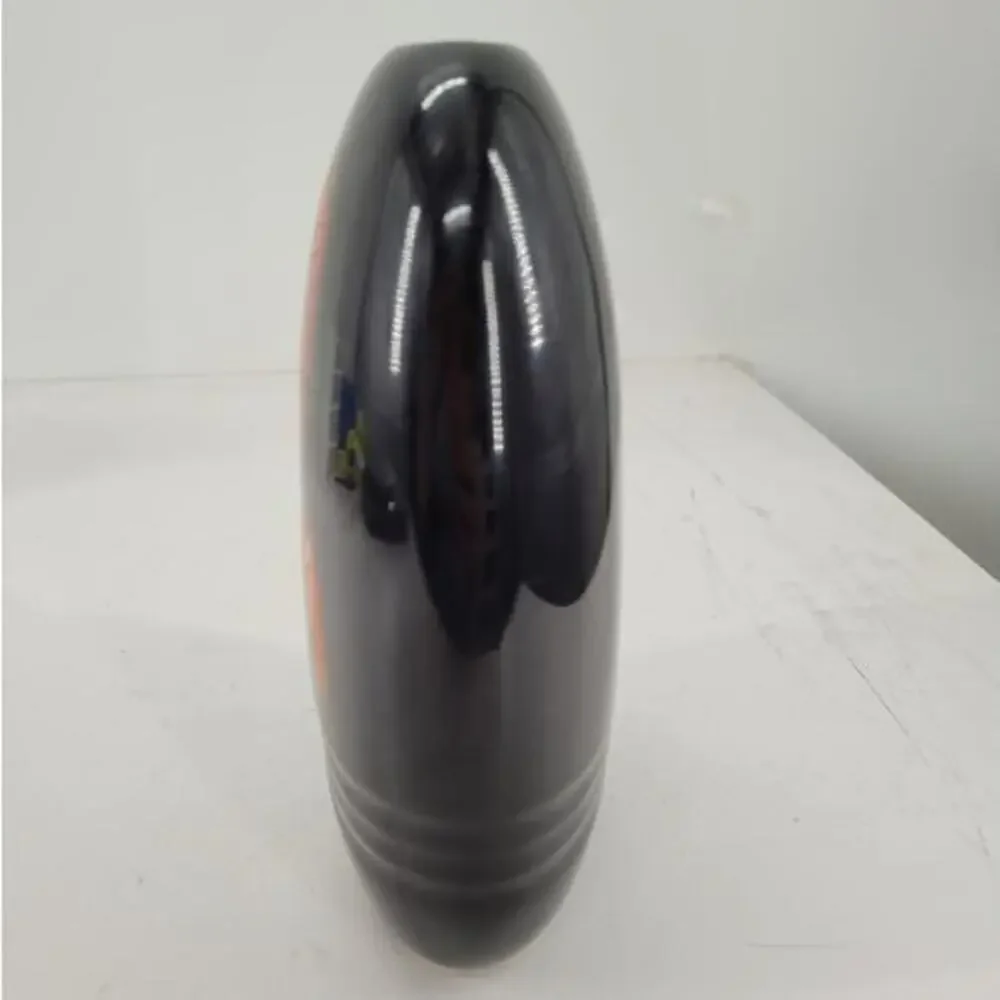 Vintage 80s‎ Toyo Japan Black Orange Bird of Paradise Bubble Vase 2-2